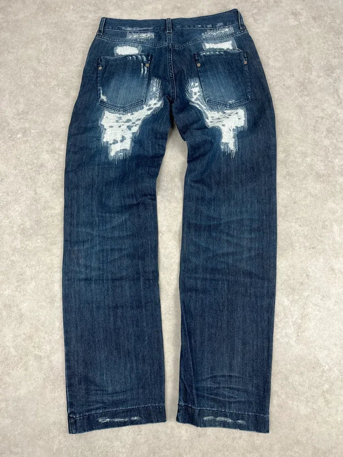2000s Dolce & Gabbana Destroyed Blue Denim Jeans QpGKJUK 6