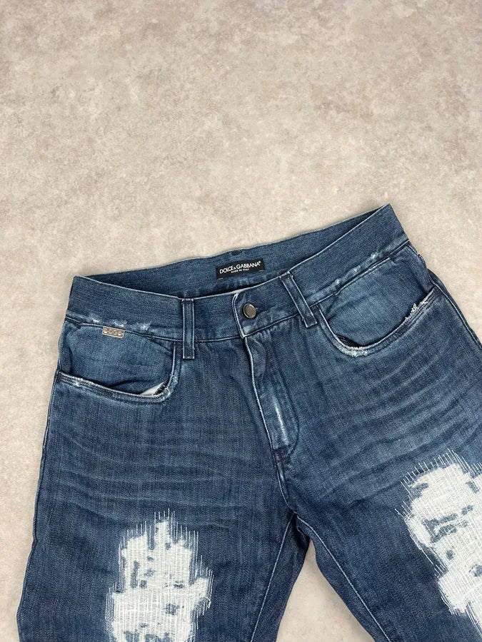 2000s Dolce & Gabbana Destroyed Blue Denim Jeans QpGKJUK 5