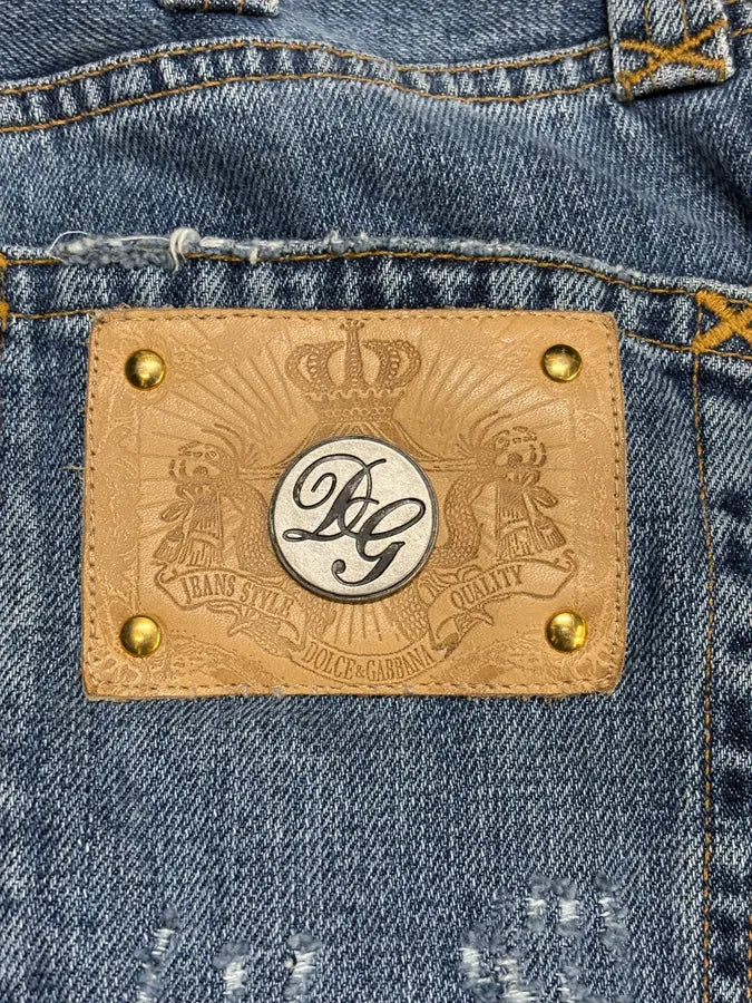 2000s Dolce & Gabbana Destroyed Blue Denim Jeans HtTxqar 7