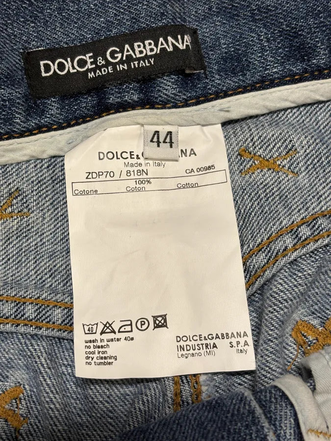 2000s Dolce & Gabbana Destroyed Blue Denim Jeans HtTxqar 10