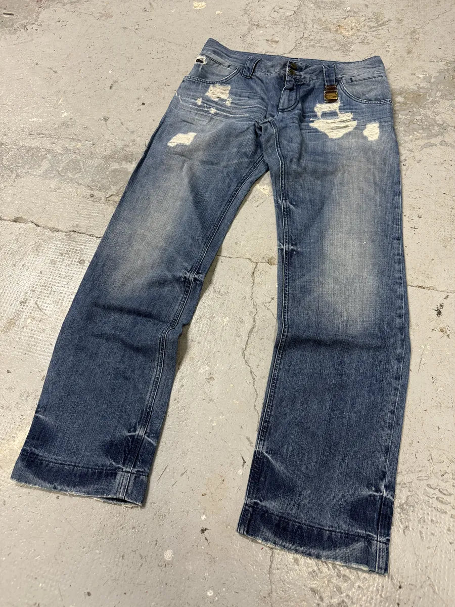 2000s Dolce & Gabbana Destroyed Faded Denim Jeans (M) vlpbhgG 6