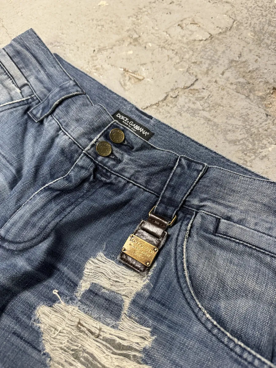 2000s Dolce & Gabbana Destroyed Faded Denim Jeans (M) vlpbhgG 7