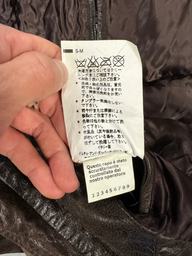 2000s Dolce & Gabbana Destroyed Wool Multi-Zip Brown Leather Jacket (M) 11