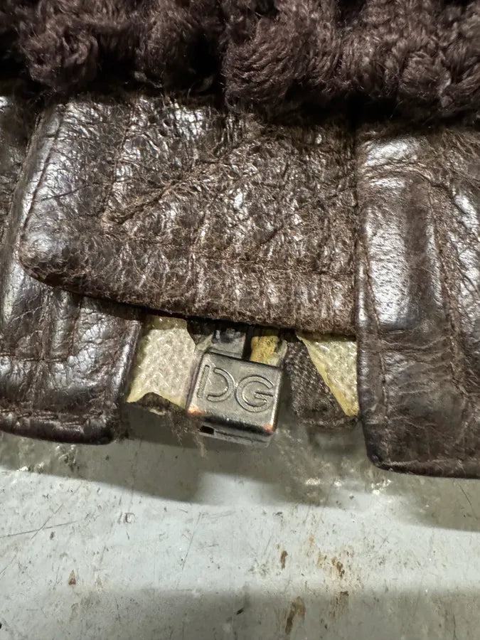 2000s Dolce & Gabbana Destroyed Wool Multi-Zip Brown Leather Jacket (M) 9