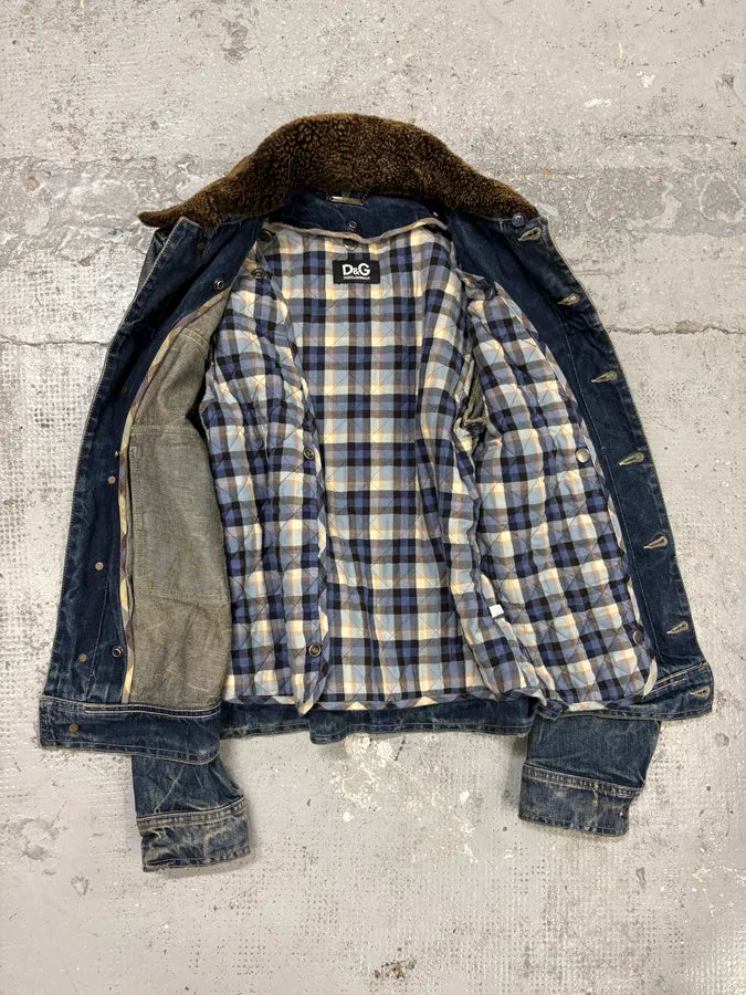 FW2005 Dolce & Gabbana Detachable Collar Blue Faded Denim Jacket hBpTAae 4