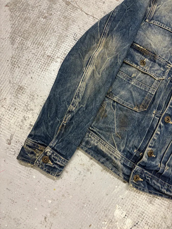 FW2005 Dolce & Gabbana Detachable Collar Blue Faded Denim Jacket hBpTAae 5