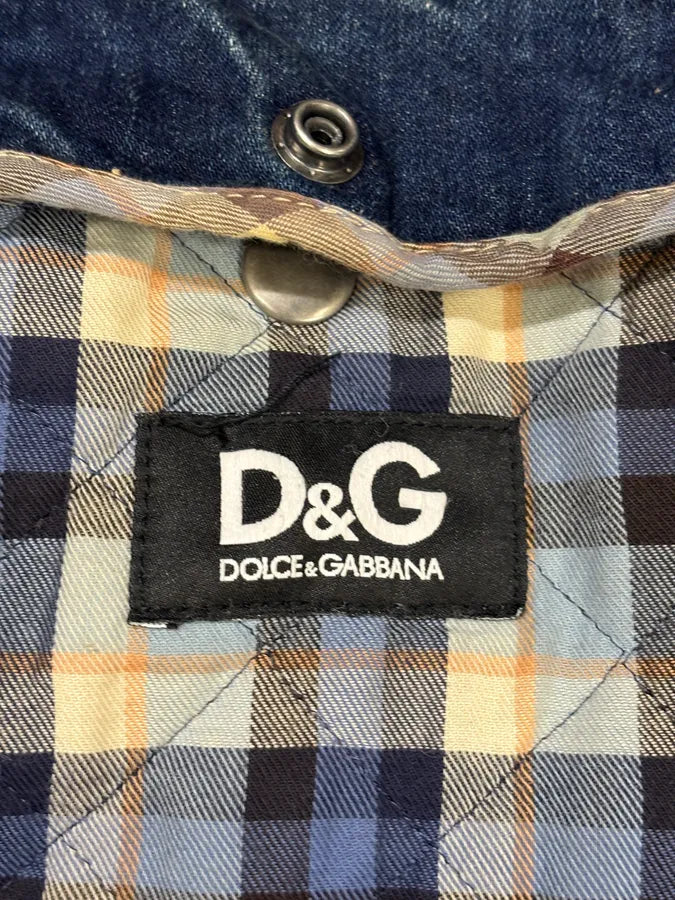 FW2005 Dolce & Gabbana Detachable Collar Blue Faded Denim Jacket hBpTAae 7