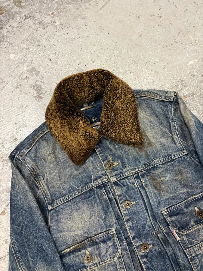 FW2005 Dolce & Gabbana Detachable Collar Blue Faded Denim Jacket hBpTAae 2