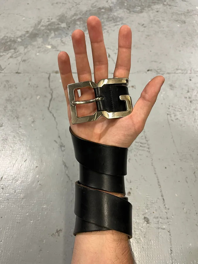 2000s Dolce & Gabbana DG Black Leather Belt wFhQfpA 0