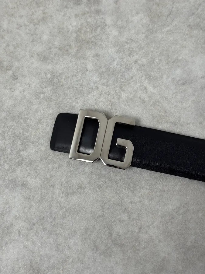 AW2005 Dolce & Gabbana DG Logo Buckle Black Leather Belt kxmyaqk 4