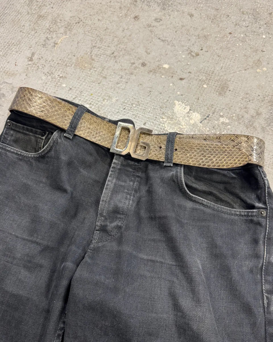 2000s Dolce & Gabbana DG Python Leather Belt (OS) OXGXpja 0