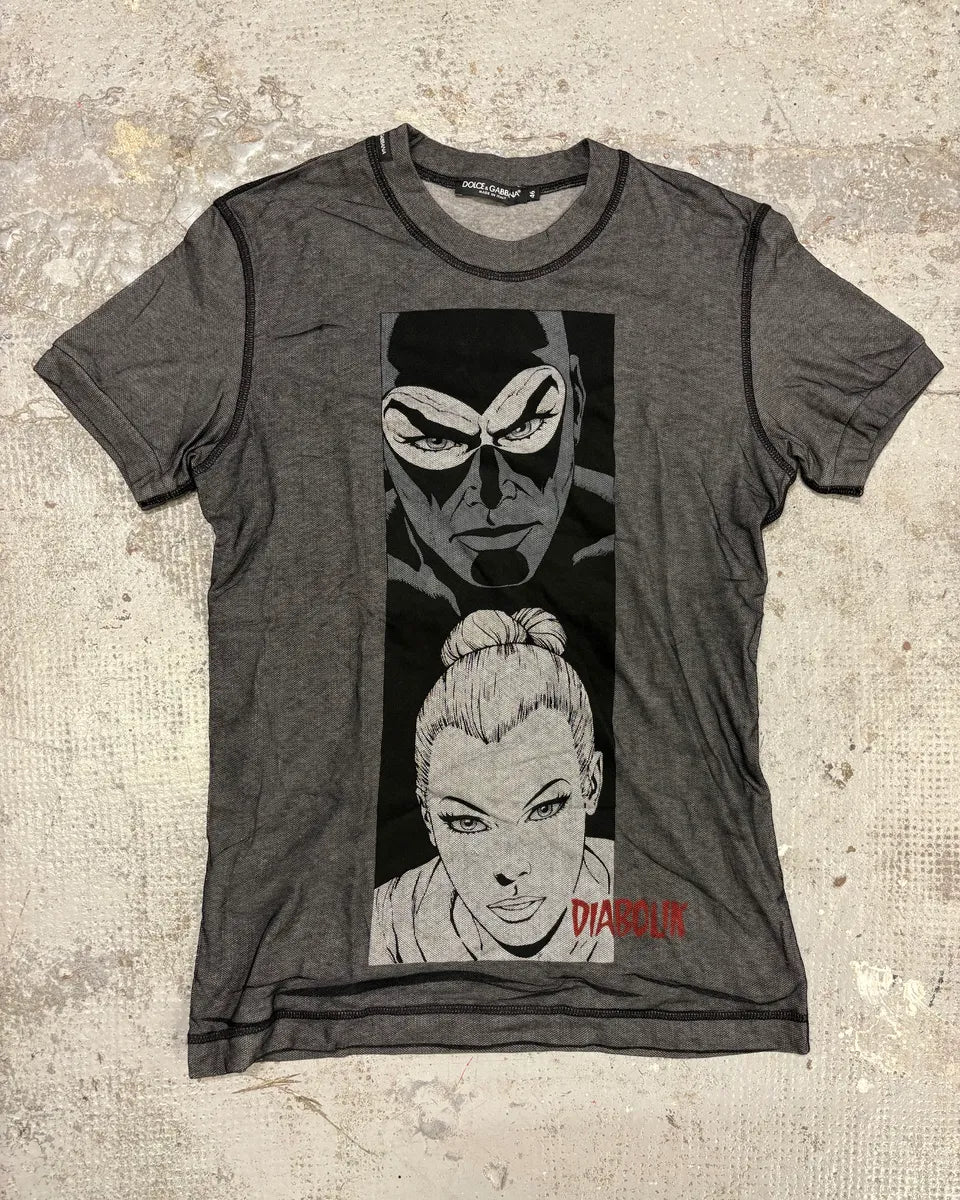2000s Dolce & Gabbana Diabouk Grey T-Shirt WAtcxEL 0