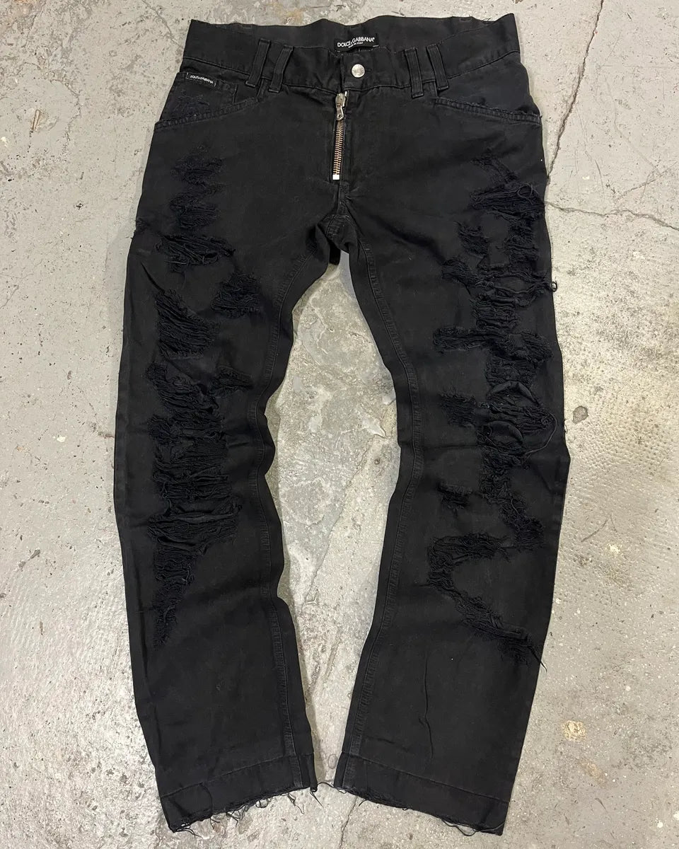 2000s Dolce & Gabbana Distressed Black Pants (M) XckyPmb 0