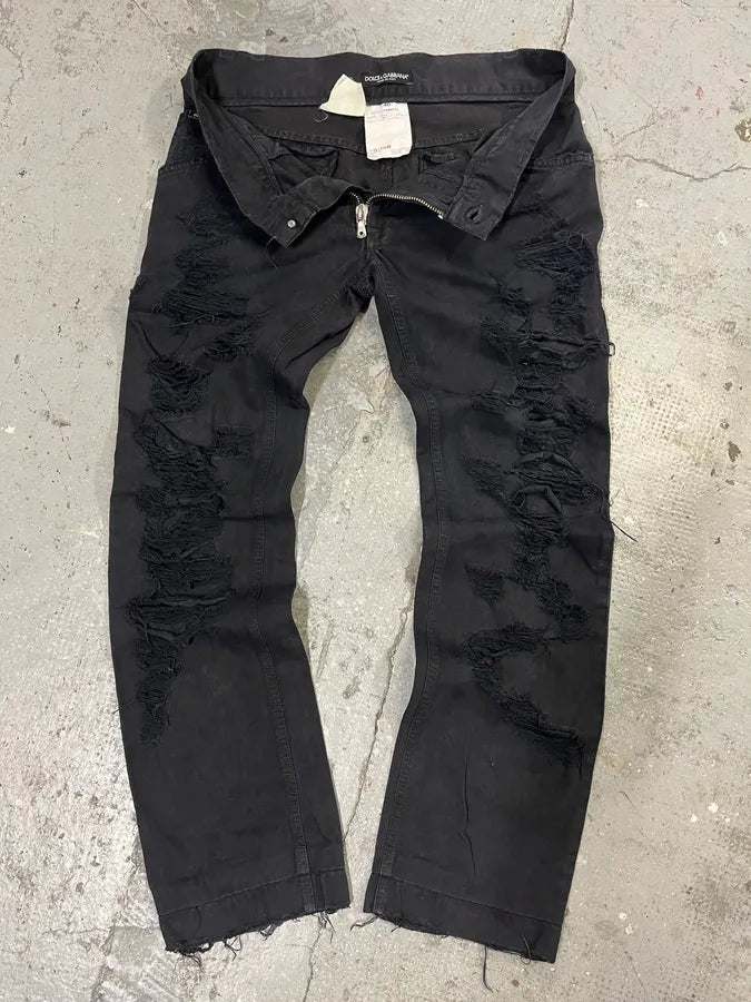 2000s Dolce & Gabbana Distressed Black Pants (M) XckyPmb 5
