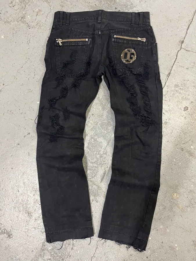 2000s Dolce & Gabbana Distressed Black Pants (M) XckyPmb 6