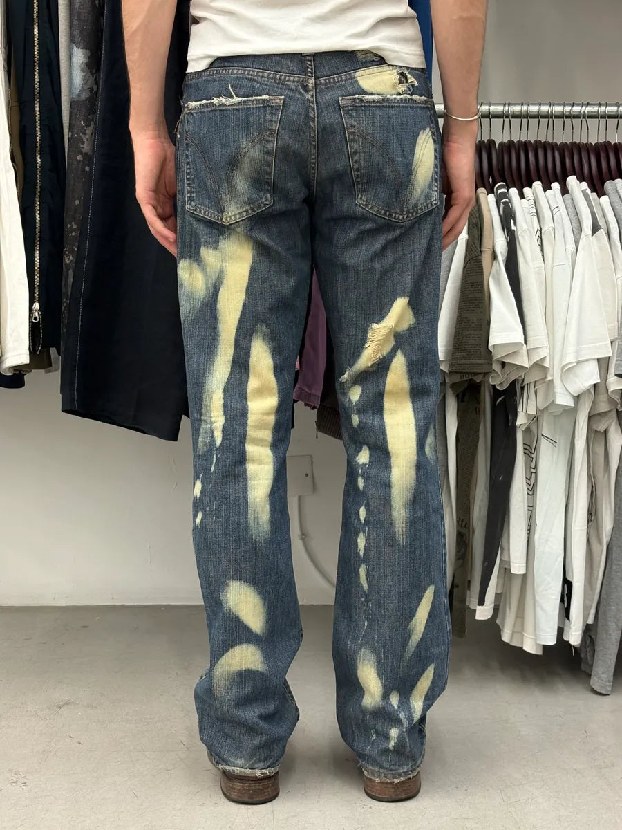 AW2003 Dolce & Gabbana Distressed Bleached Denim Jeans rPGOlbE 3