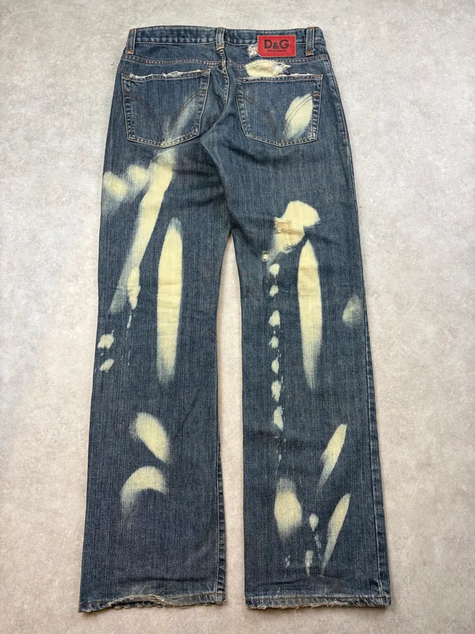 AW2003 Dolce & Gabbana Distressed Bleached Denim Jeans rPGOlbE 6