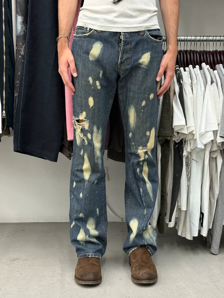 AW2003 Dolce & Gabbana Distressed Bleached Denim Jeans rPGOlbE 1