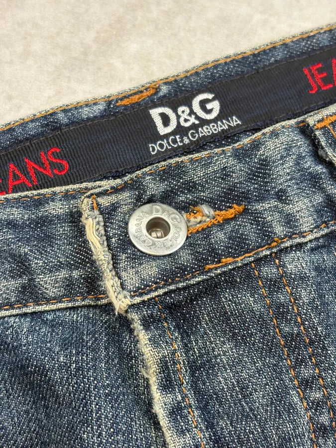 AW2003 Dolce & Gabbana Distressed Bleached Denim Jeans rPGOlbE 7