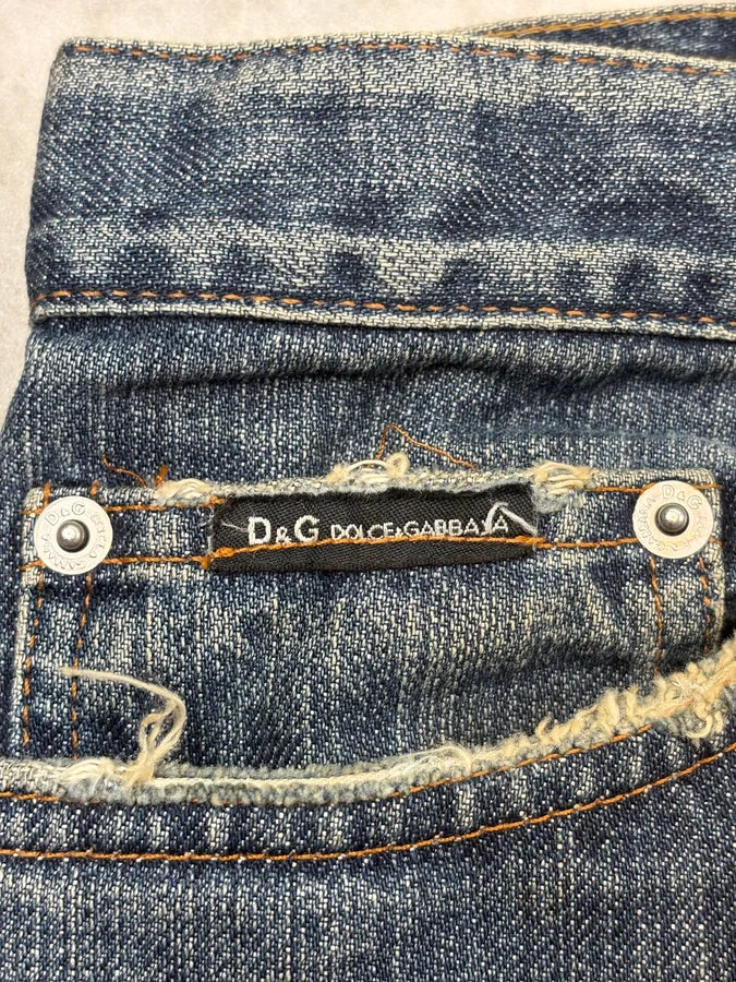 AW2003 Dolce & Gabbana Distressed Bleached Denim Jeans rPGOlbE 8