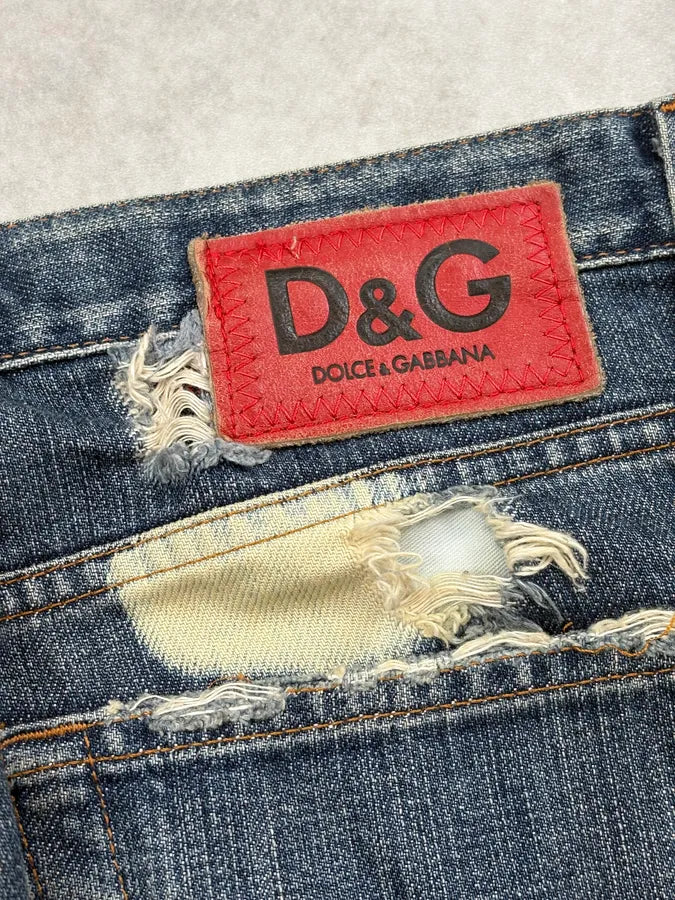 AW2003 Dolce & Gabbana Distressed Bleached Denim Jeans rPGOlbE 10