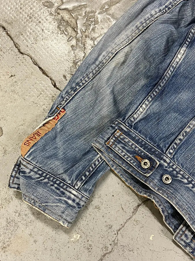 2000s Dolce & Gabbana Distressed Blue Denim Jacket OFkAmMB 9