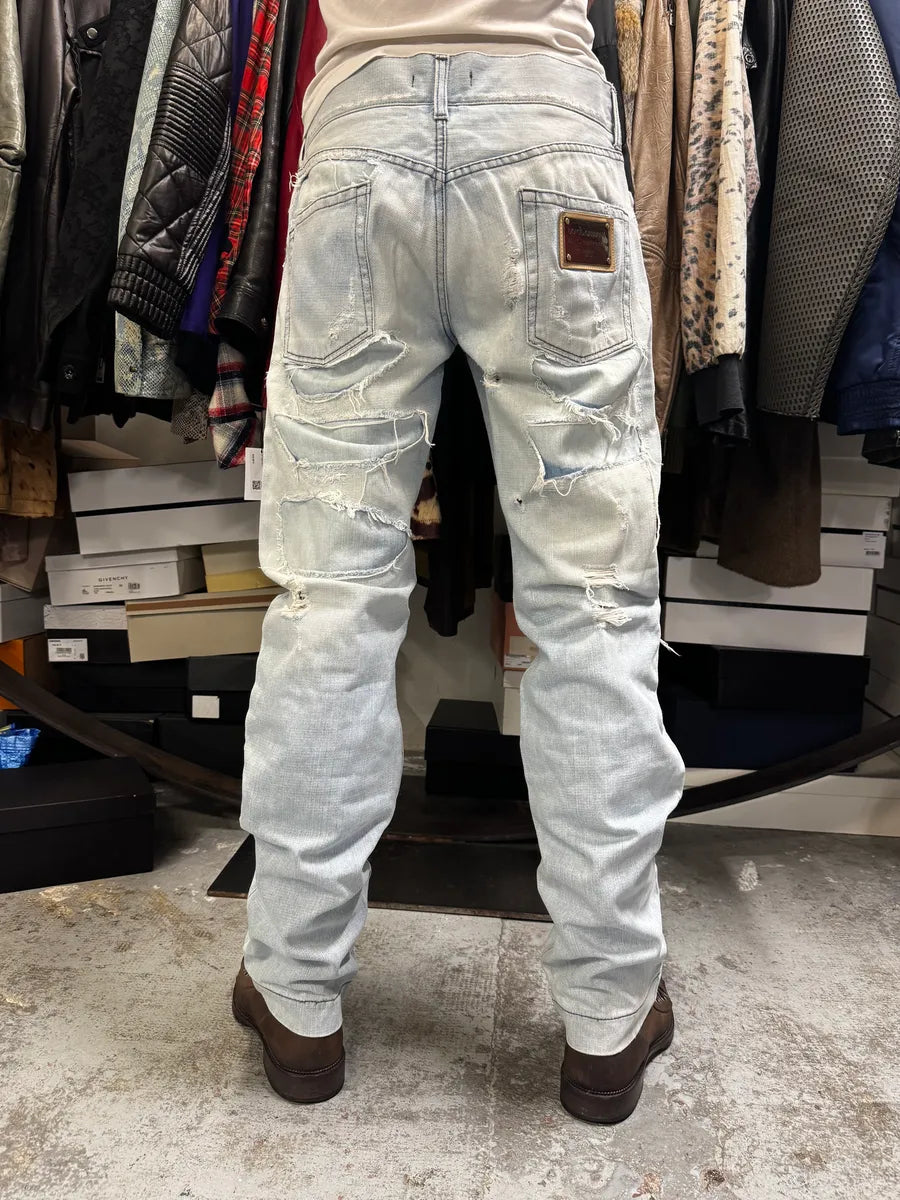 2000s Dolce & Gabbana Distressed Blue Denim Jeans ajzlBkm 2