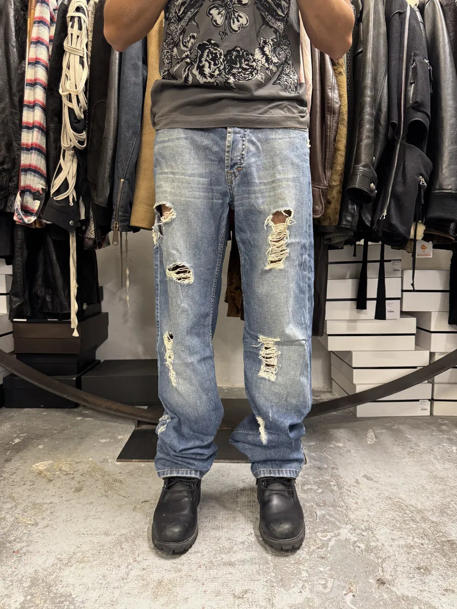 2000s Dolce & Gabbana Distressed Blue Denim Jeans ExRnpwK 0