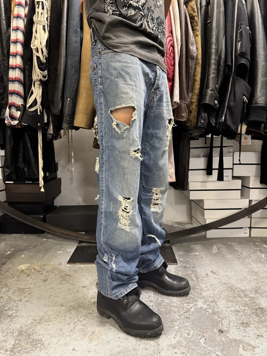 2000s Dolce & Gabbana Distressed Blue Denim Jeans ExRnpwK 1