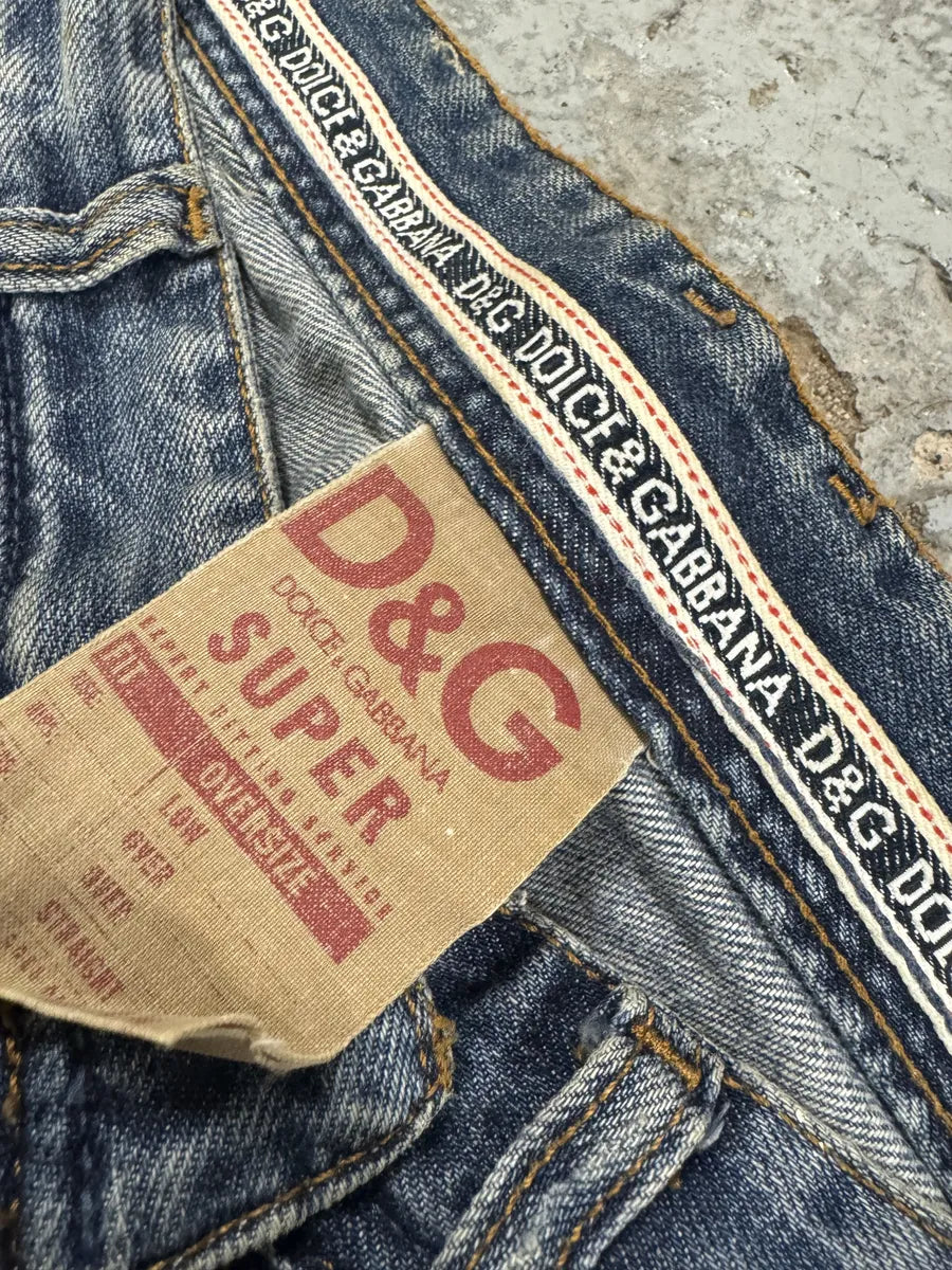 2000s Dolce & Gabbana Distressed Blue Denim Jeans ExRnpwK 10