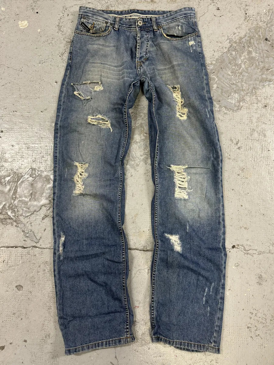 2000s Dolce & Gabbana Distressed Blue Denim Jeans ExRnpwK 2