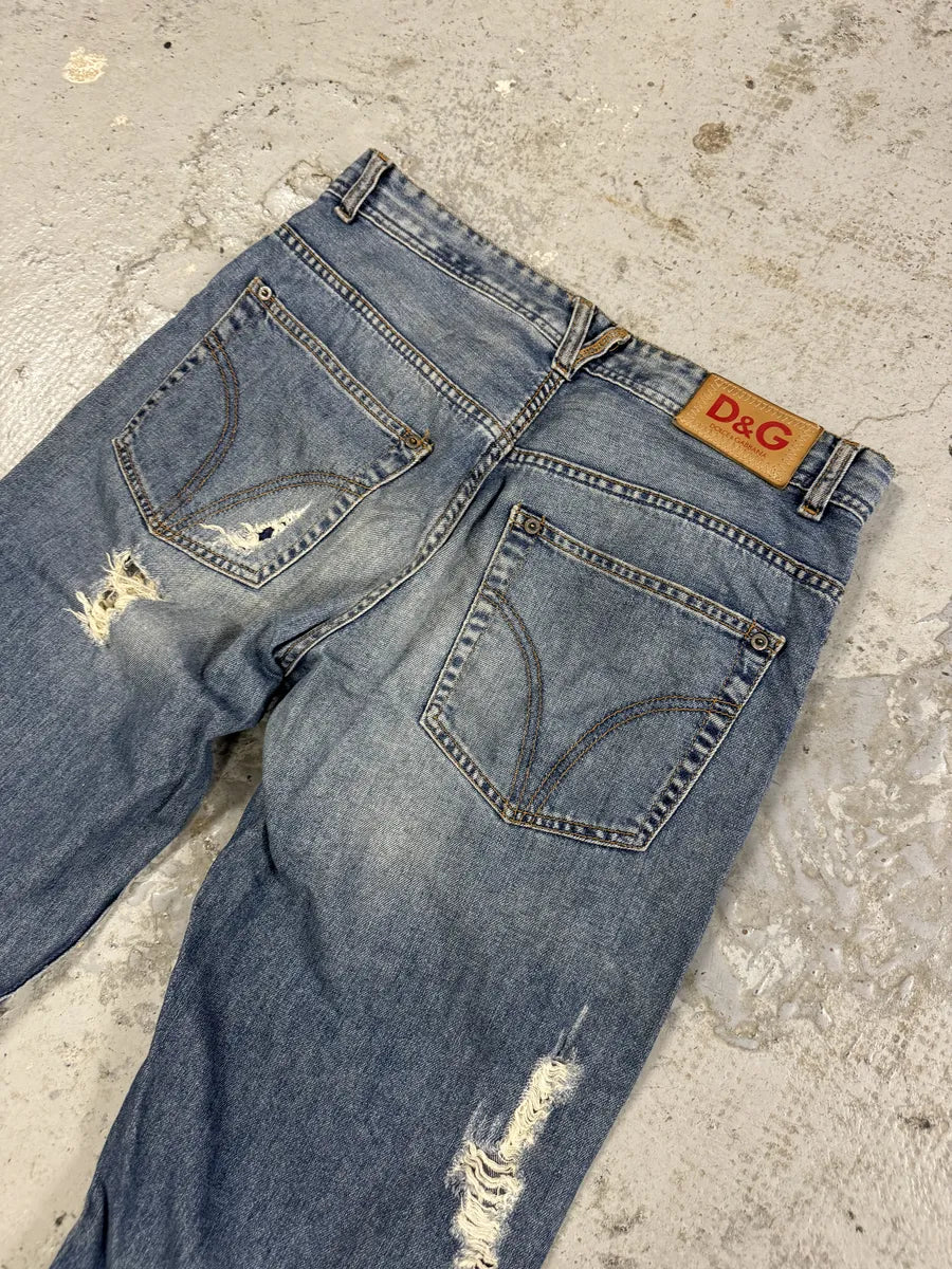 2000s Dolce & Gabbana Distressed Blue Denim Jeans ExRnpwK 7