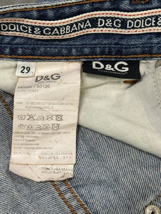 2000s Dolce & Gabbana Distressed Blue Slim Denim Jeans QjuxChS 8