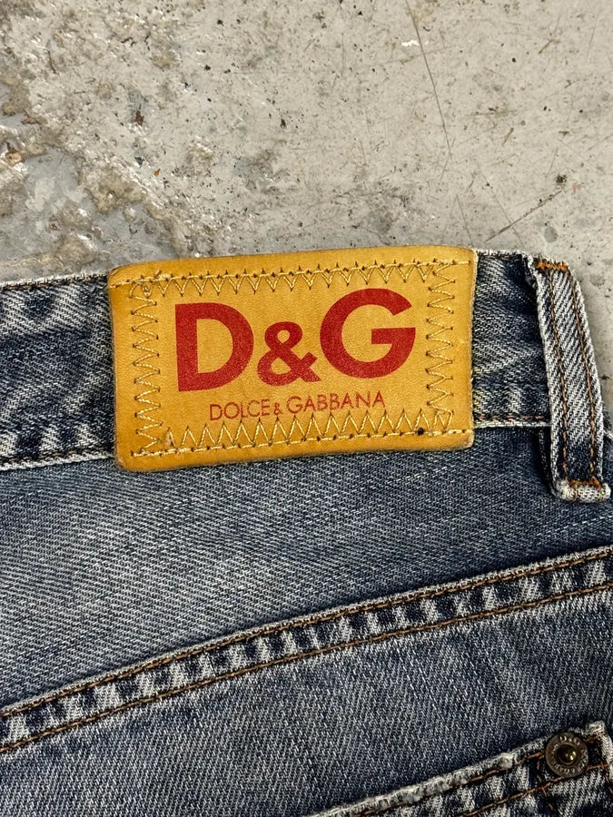 2000s Dolce & Gabbana Distressed Blue Slim Denim Jeans QjuxChS 5