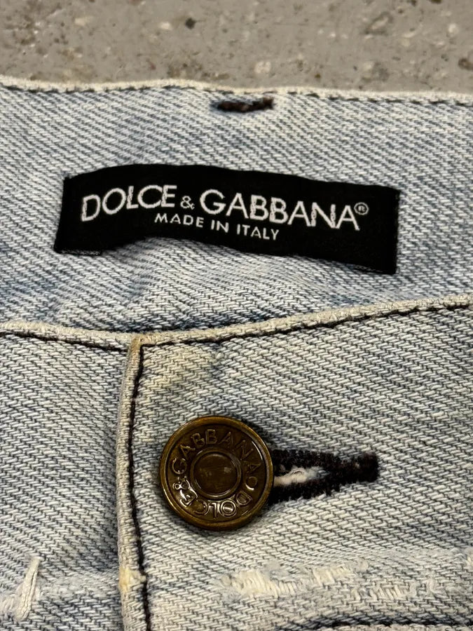 2000s Dolce & Gabbana Distressed Blue Denim Jeans ajzlBkm 8