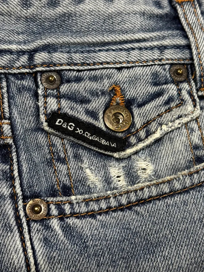 2000s Dolce & Gabbana Distressed Blue Slim Denim Jeans QjuxChS 6