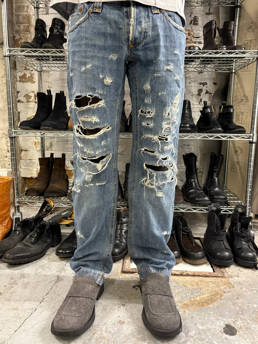 2000s Dolce & Gabbana Distressed Blue Denim Jeans QcOHjOp 1