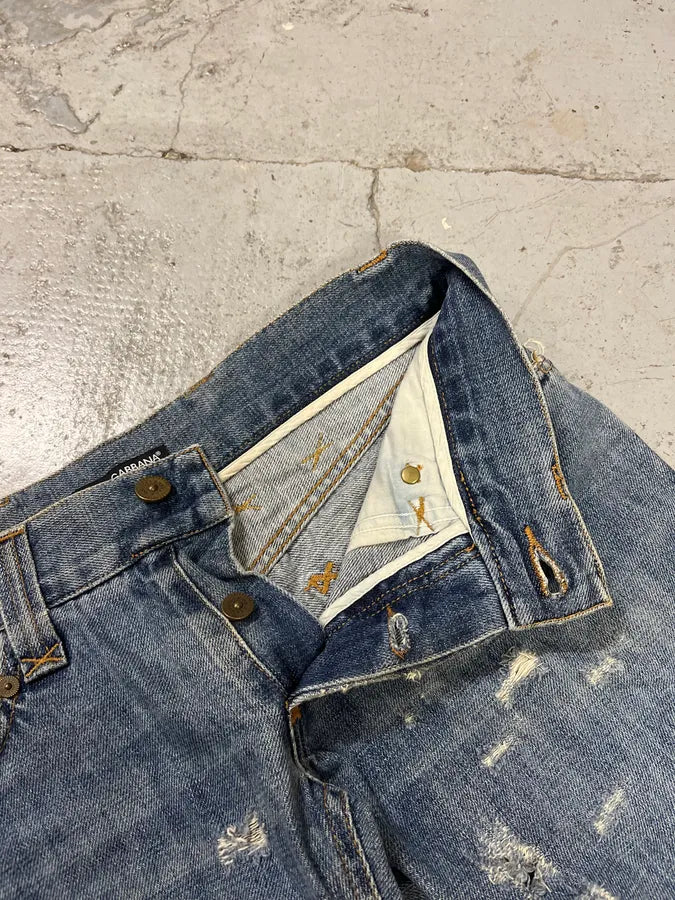 2000s Dolce & Gabbana Distressed Blue Denim Jeans QcOHjOp 10