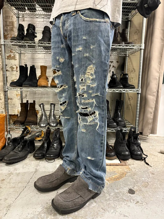 2000s Dolce & Gabbana Distressed Blue Denim Jeans QcOHjOp 3