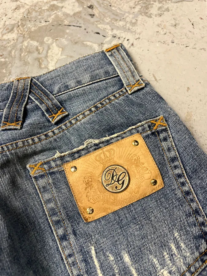 2000s Dolce & Gabbana Distressed Blue Denim Jeans QcOHjOp 9