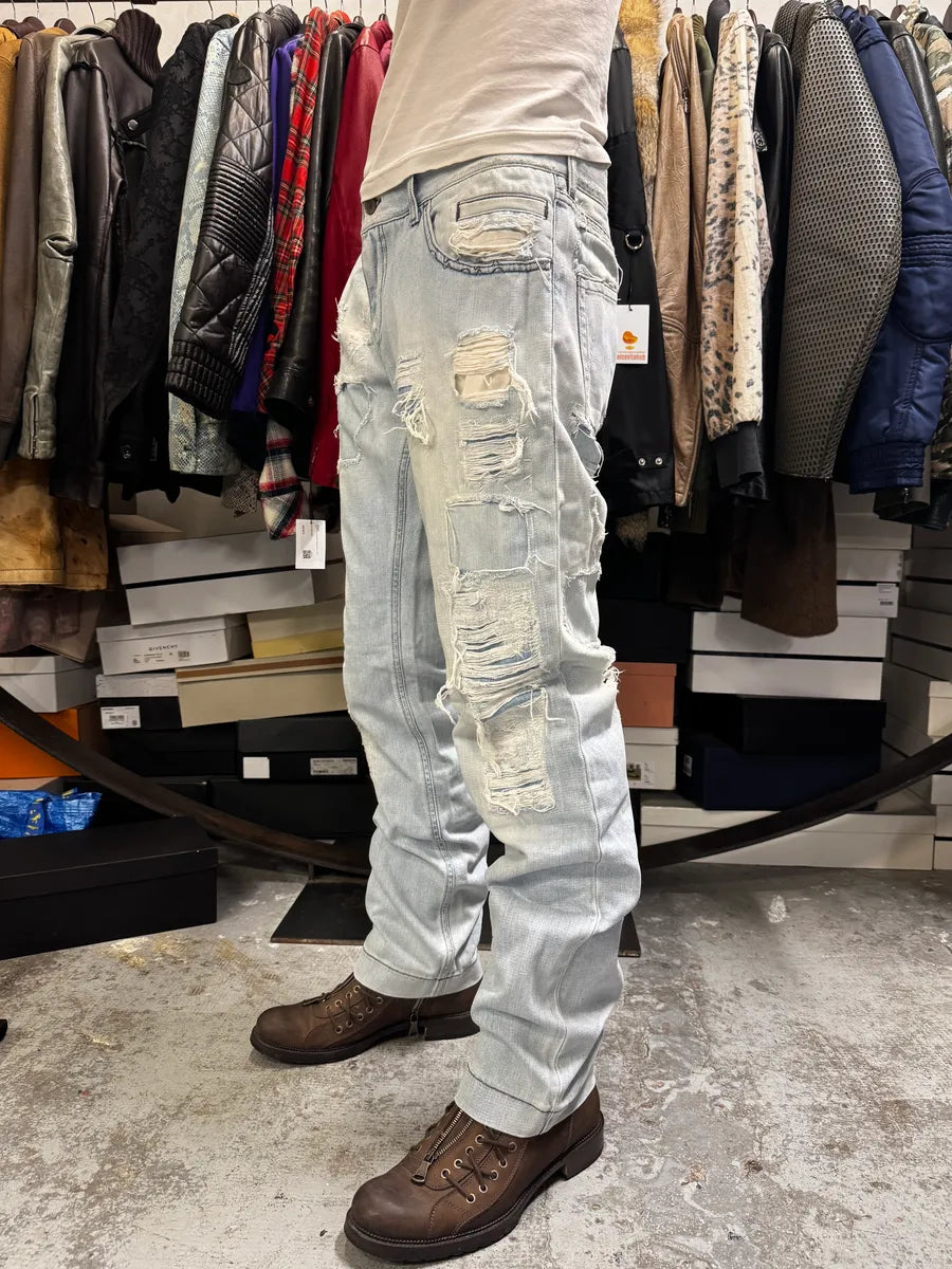 2000s Dolce & Gabbana Distressed Blue Denim Jeans ajzlBkm 0