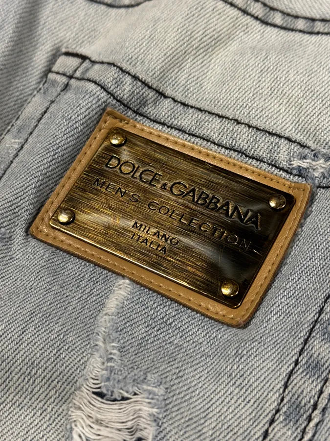 2000s Dolce & Gabbana Distressed Blue Denim Jeans ajzlBkm 7