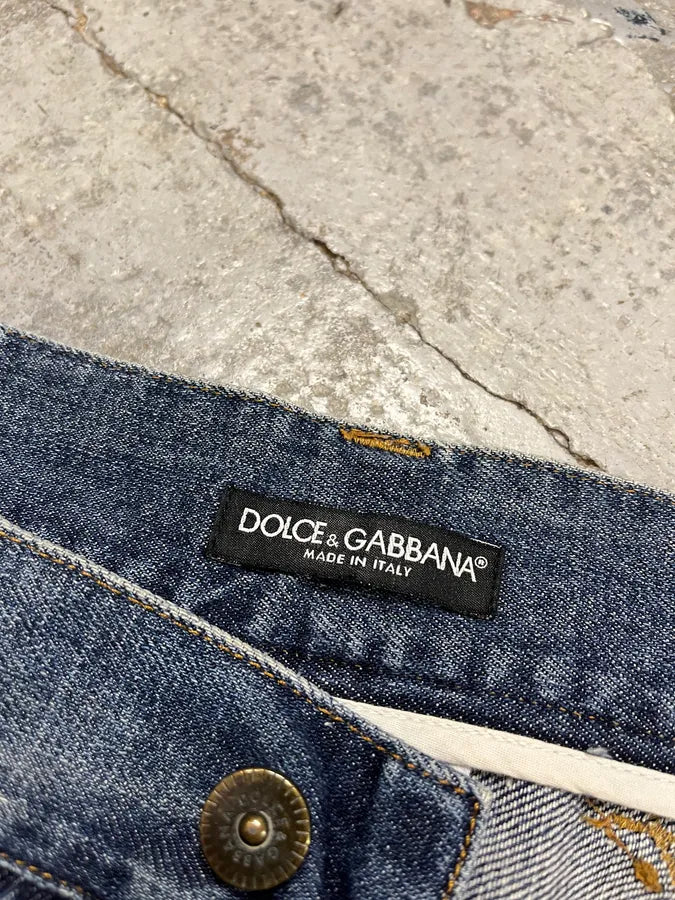 2000s Dolce & Gabbana Distressed Blue Denim Jeans UqIBTun 10