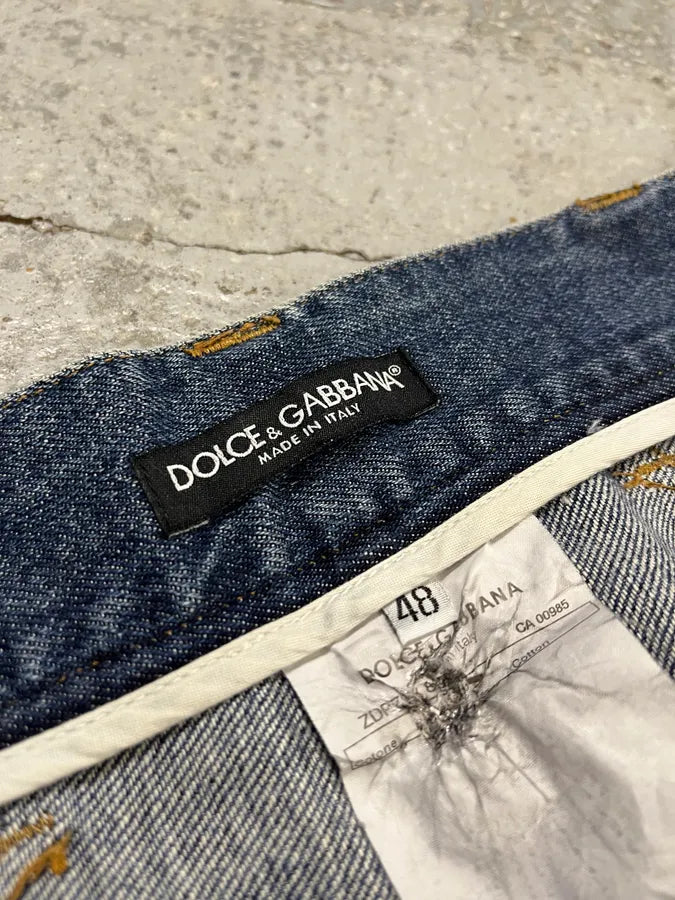 2000s Dolce & Gabbana Distressed Blue Denim Jeans UqIBTun 11