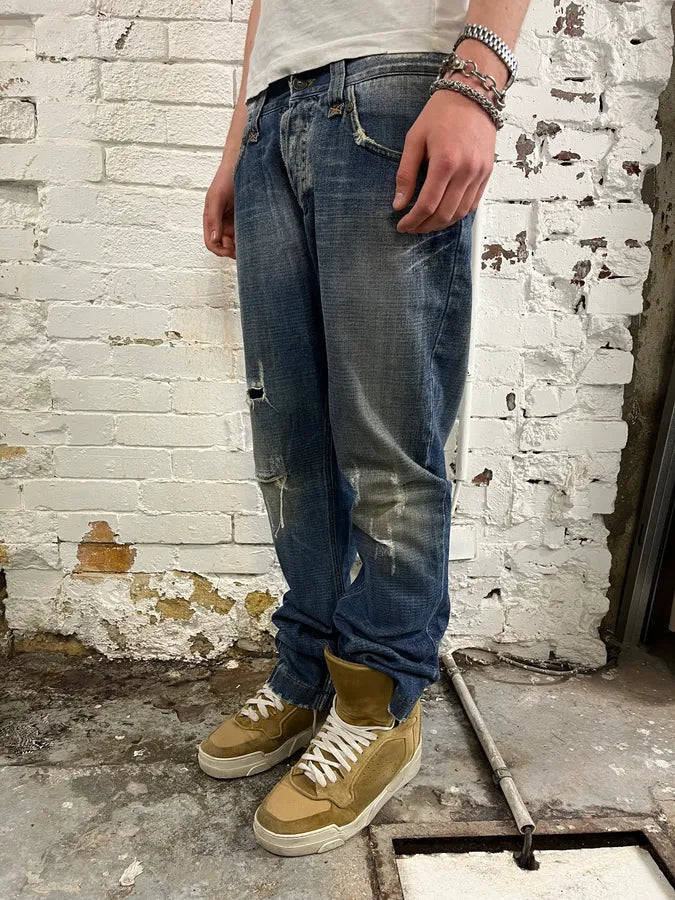 2000s Dolce & Gabbana Distressed Blue Denim Jeans UqIBTun 2
