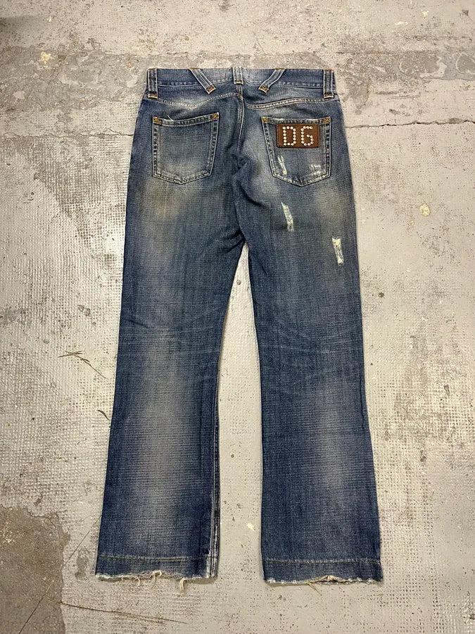 2000s Dolce & Gabbana Distressed Blue Denim Jeans UqIBTun 7