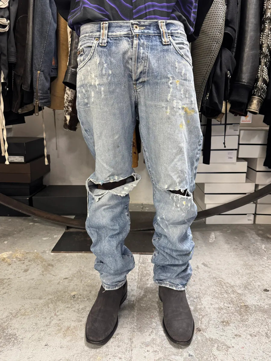 2000s Dolce & Gabbana Distressed Blue Denim Jeans vMcHkWl 1