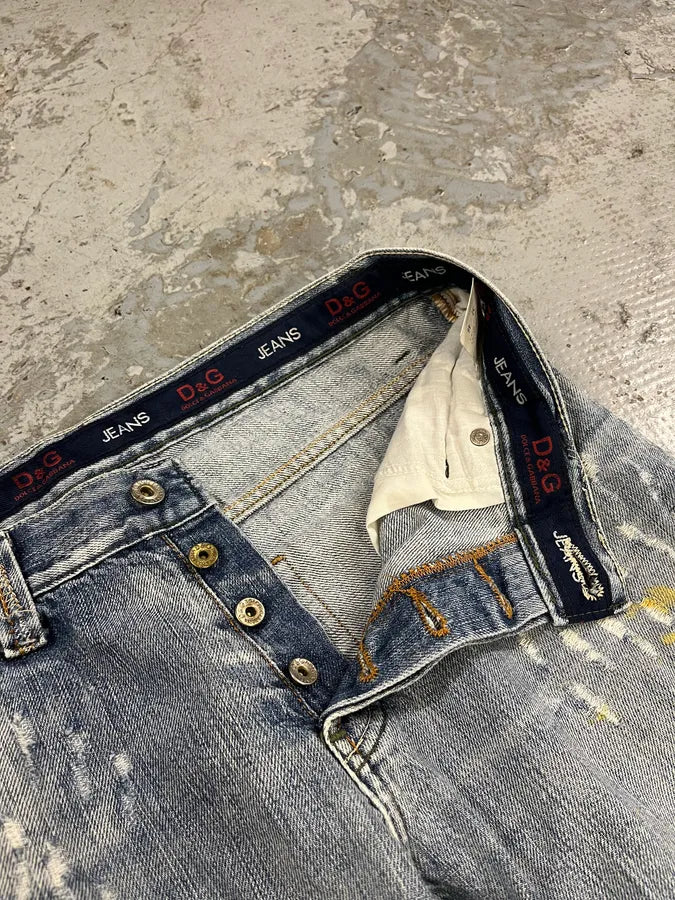 2000s Dolce & Gabbana Distressed Blue Denim Jeans vMcHkWl 10