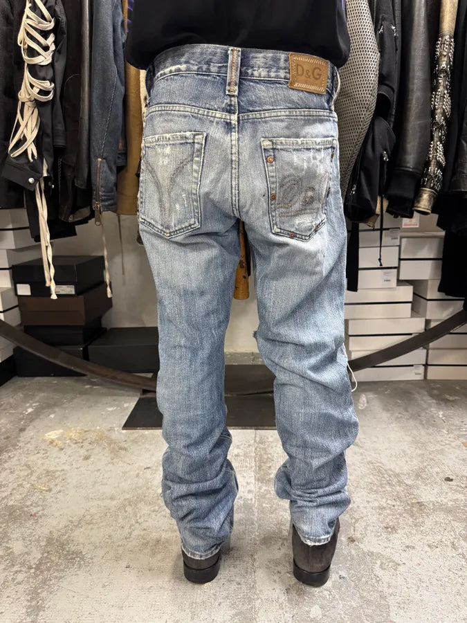 2000s Dolce & Gabbana Distressed Blue Denim Jeans vMcHkWl 4