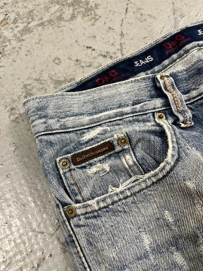 2000s Dolce & Gabbana Distressed Blue Denim Jeans vMcHkWl 5